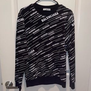 Balenciaga Men’s Jacquard Logo Print Sweater - Black - Great Condition